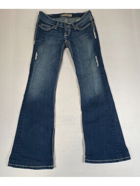 BKE Women's 24x31.5 Starlite Stretch Blue Denim Jeans Flared Pants